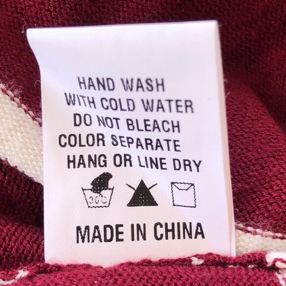 Women's Sweater Size M/L Lightweight Burgundy White Stripe 3/4 Sleeve Longline - Picture 9 of 15